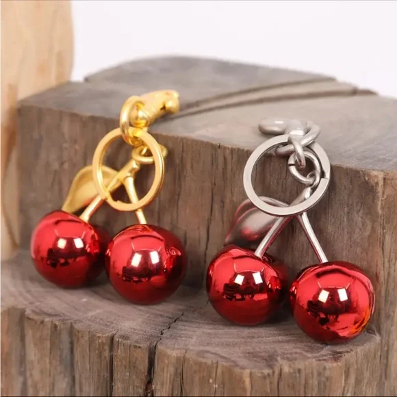 Red Cherry Charm/keychain-Chrome - Picture 4 of 4